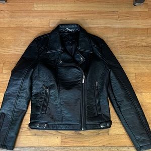 NWOT Black faux leather moto jacket size L fits like a size 10